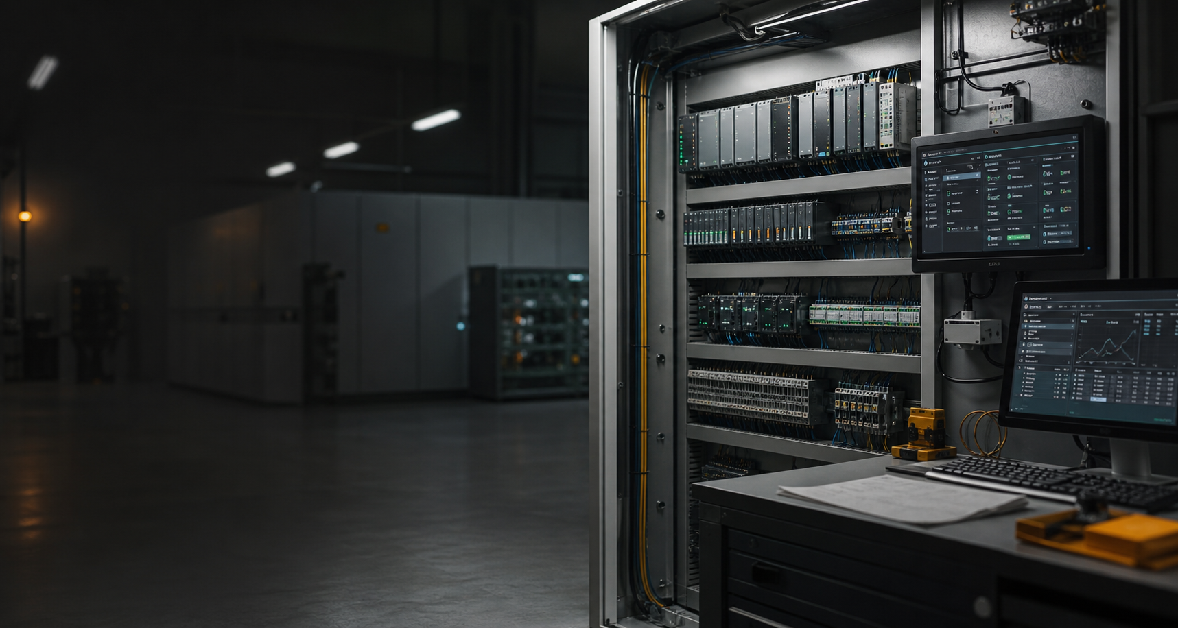 Industrial control cabinet and automation engineering workspace